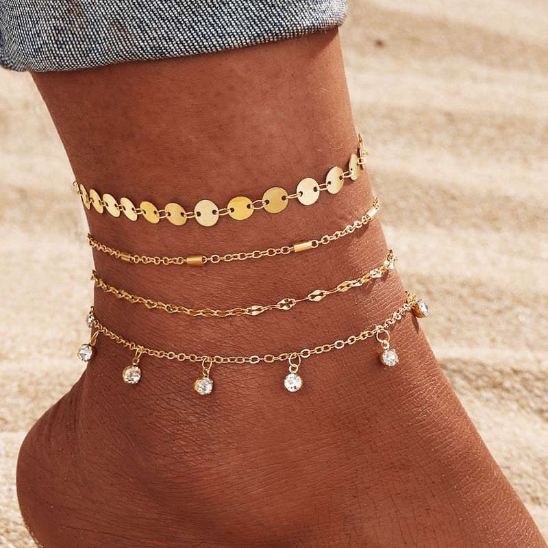 Fashion Five-pointed Star Infinite Eight-character Butterfly Pendant Zircon Cuban Chain Anklet Beach Vacation Travel Jewelry_voghion.com