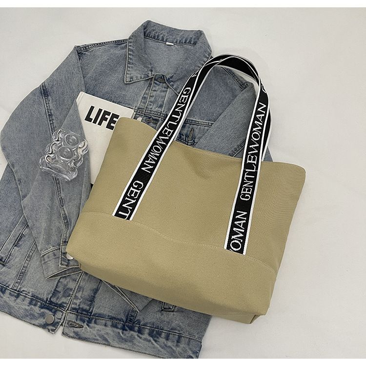 Große Kapazität Einkaufstasche College Student weibliche Pendlertasche einfache Schultertasche Mode lässig Canvas Tasche_voghion.com