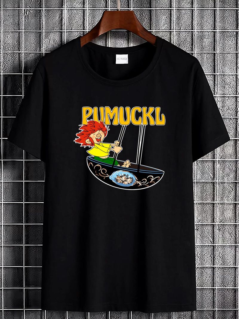 Camiseta NWT Pumuckl Swing con personaje ficticio divertido, suave, de verano, estilo urbano, elegante, para uso diario, cómoda, transpirable, a la moda, informal_voghion.com