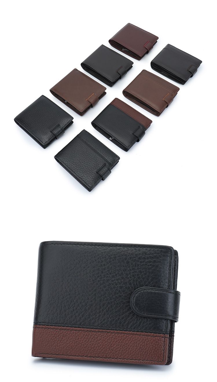 Schlanke, zweifach faltbare Herren-Geldbörse aus echtem Leder mit mehreren Kartenfächern, klassisches Design für den täglichen Gebrauch, mehrere Kartenfächer, mehrere Funktionen_voghion.com