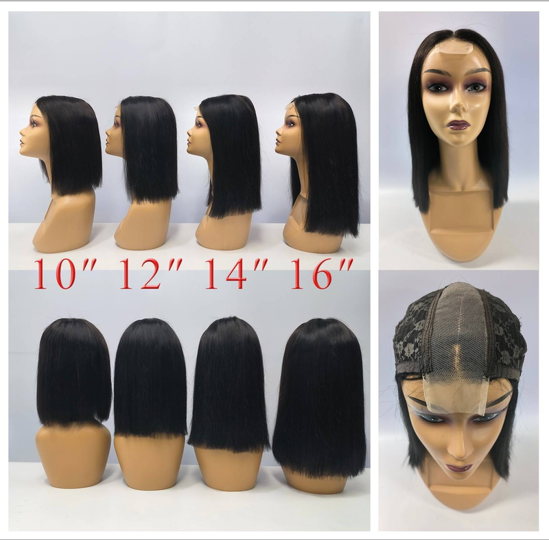 14A Double Drawn 200% Dichte Brasilianische 2*6 Kim Closure Bob Double Drawn Hair Bone Seidige glatte Echthaarperücken_voghion.com