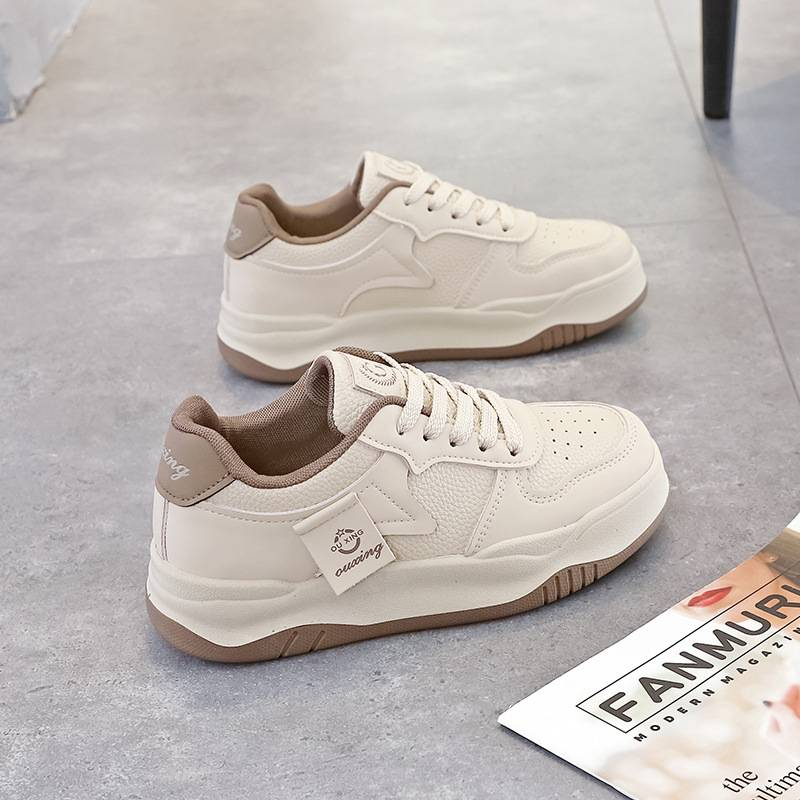 Kleine weiße Schuhe Damen 2024 Frühjahr neue weiße Freizeitschuhe mit dicken Sohlen Damen kleine Höhe Schuhe_voghion.com