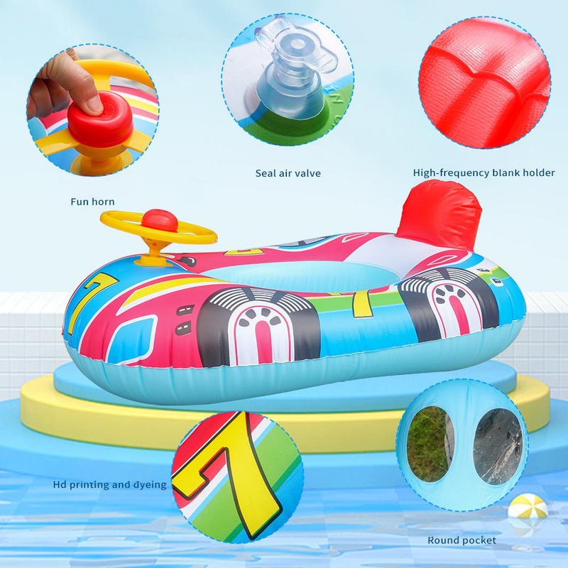 Salvagente gonfiabile per bambini, con clacson, simpatico cartone animato, per bambini da 1 a 3 anni, giocattolo sicuro per piscina e spiaggia._voghion.com