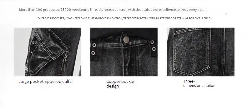 Men's Clothing Zipper Multi Pocket Trendy Flared Pants High Street Straight Wide Leg Jeans_voghion.com