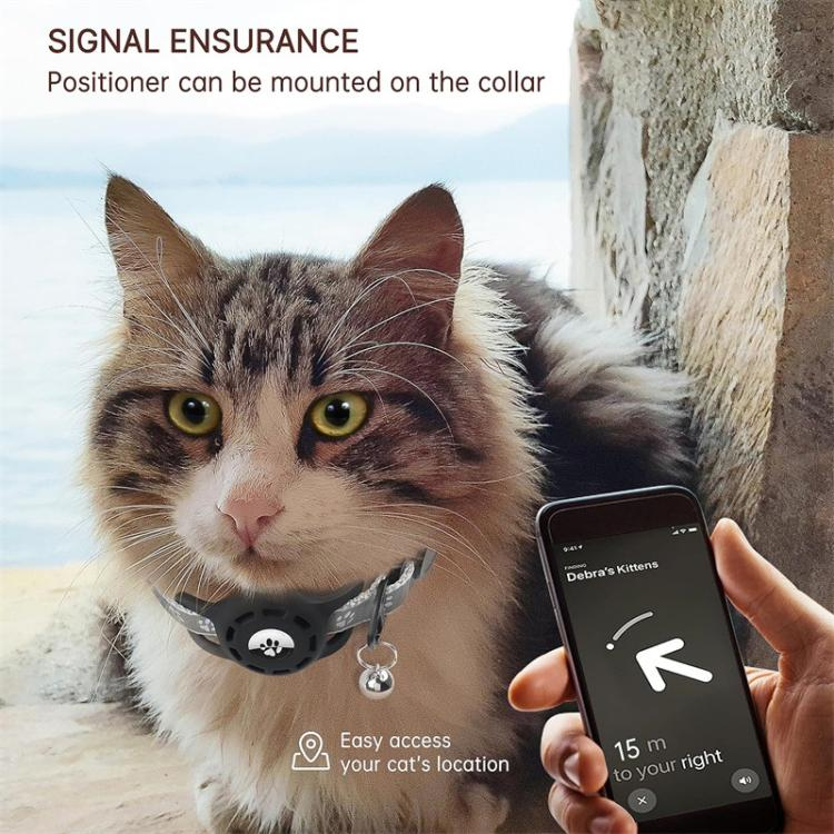 Estuche protector reflectante para collar de gato con localizador AirTag Tracker_voghion.com