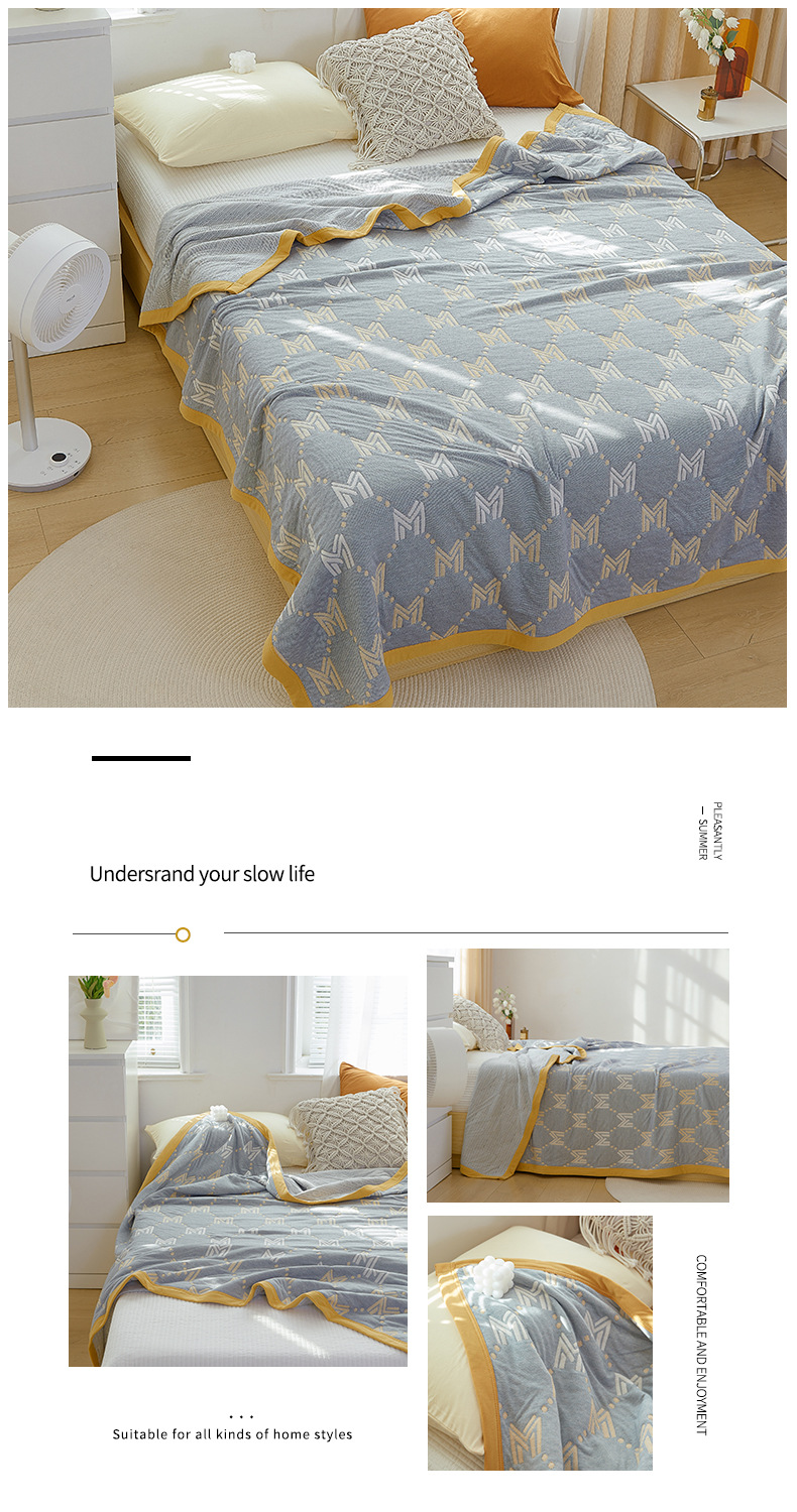 High End Yarn Dyed Cotton Jacquard Blanket Cotton Summer Quilt Knitted Cotton Cover Blanket Summer Quilt Air Conditioner_voghion.com