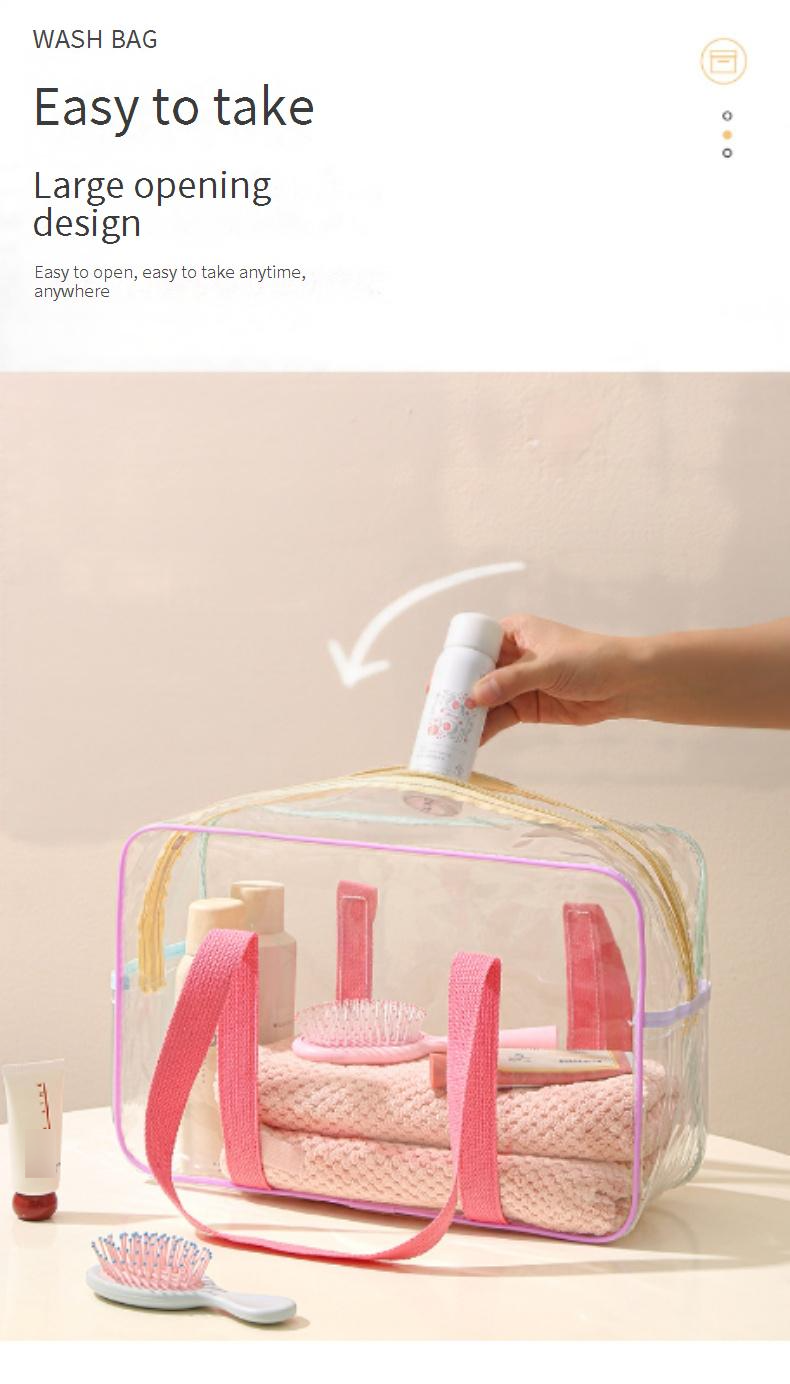 Cream-Colored Travel Toiletry Bag - Large Waterproof Organizer With Clear Panel For Swimming & Makeup_voghion.com
