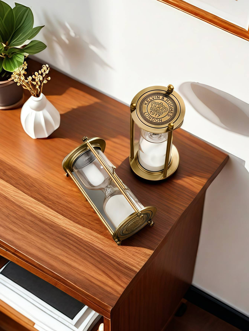1 pz. Timer a clessidra in metallo da banco, design retrò in bronzo, adatto per decorazioni da scrivania in ufficio._voghion.com