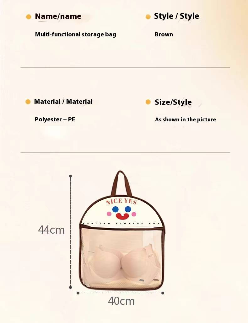 Hängender Netz-Organizer – Atmungsaktive Aufbewahrungstasche aus Polyester für Unterwäsche, BHs und Damenbinden (Braun/Schwarz, platzsparendes Türhaken-Design)_voghion.com