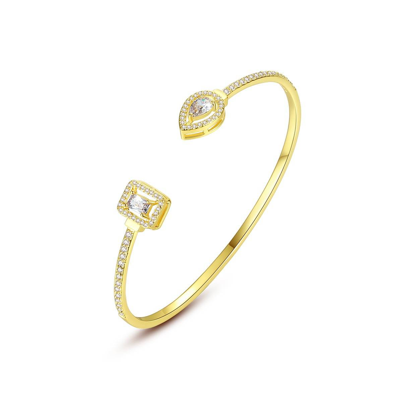 Women's Jewelry Open Bangle Bracelet With Zircon, Geometric Design, Elegant And Minimalist For Party Gift Temperament Simple Banquet Hand Jewelry Gift_voghion.com