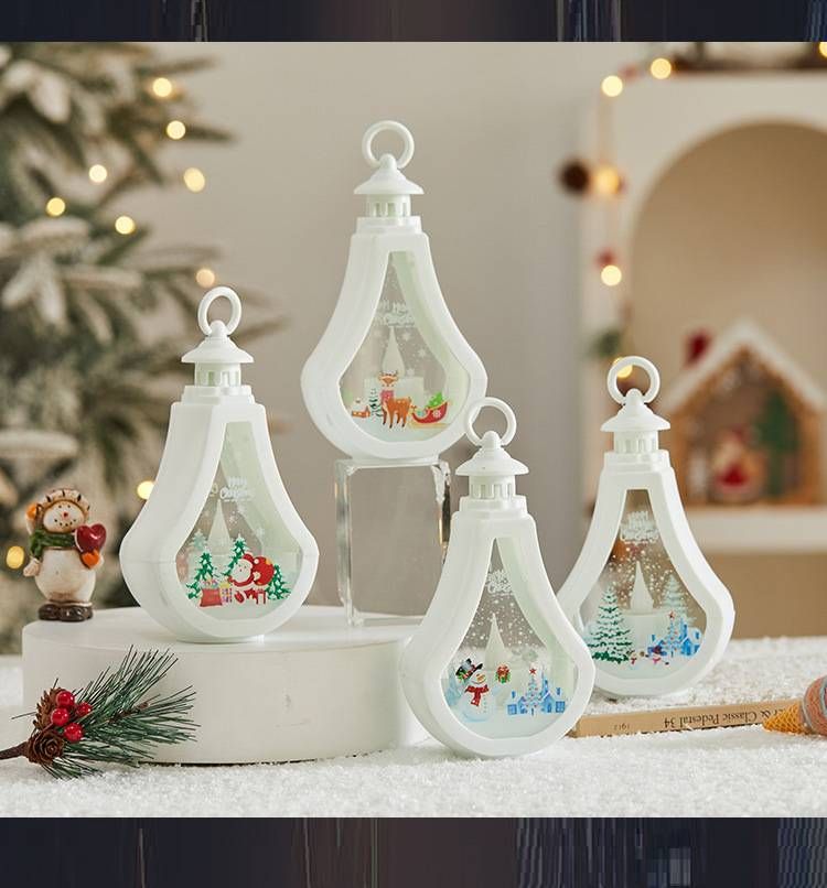 Christmas Teardrop LED Lantern - Flameless Candle With Holiday Designs (Santa/Reindeer/Tree/Snowman) For Cozy Home Decor & Photo Props_voghion.com