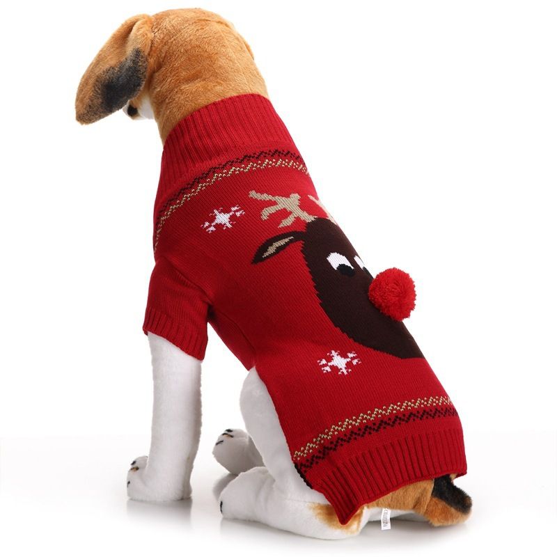 Christmas pet Clothing Red Nose Deer pet sweater Poodle Teddy Small medium large dog sweater_voghion.com