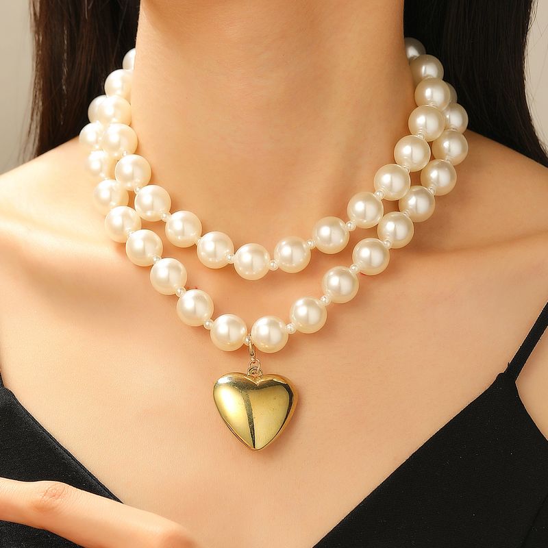 Collana con perline rotonde esagerate in stile punk europeo e americano, collana personalizzata a forma di amore rimovibile con nicchia temperamento_voghion.com