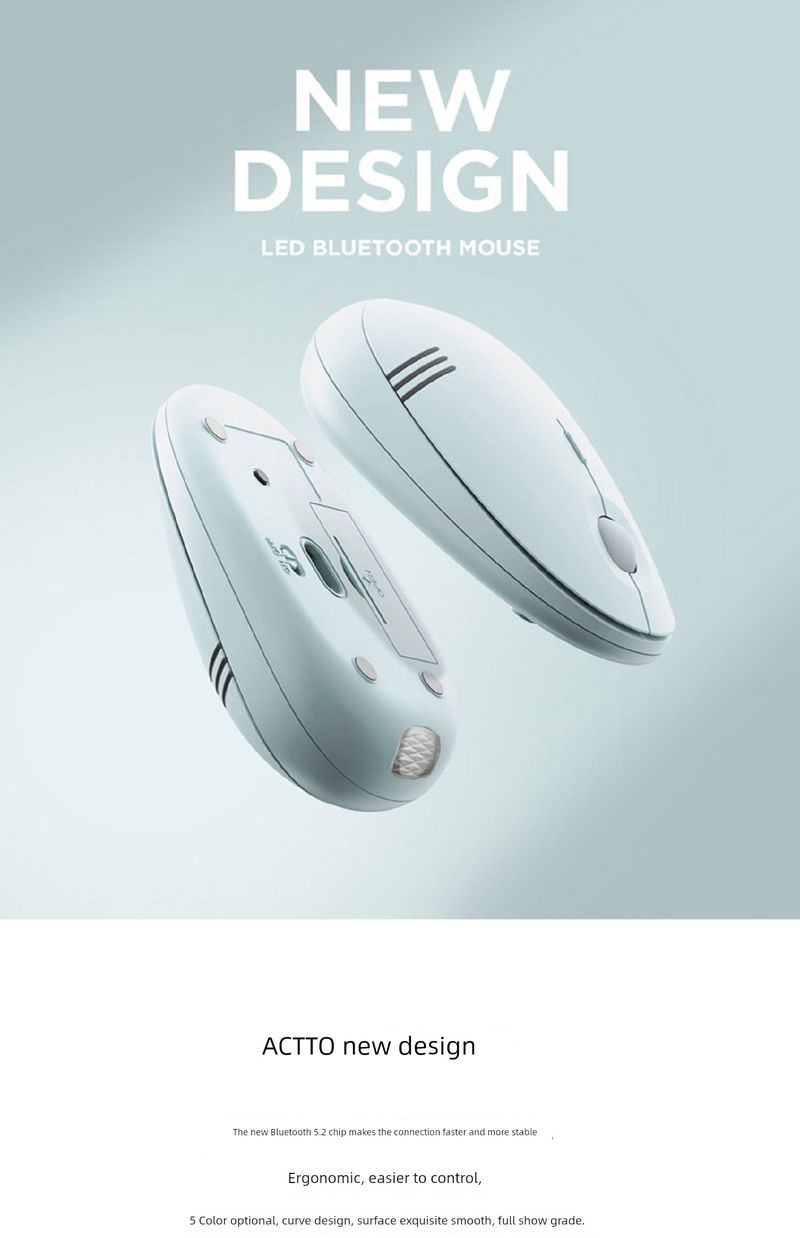 Actto Kabellose Bluetooth-Maus im Retro-Stil, modisch, für das Büro zu Hause, Computer, Handy, Notebook, iPad/_voghion.com