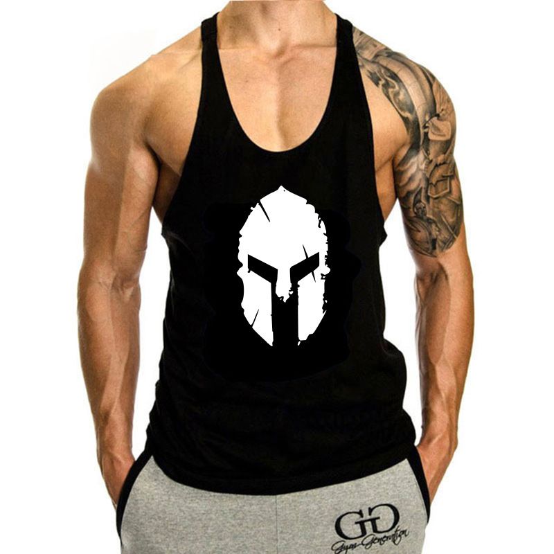 Ny muskulös fitness- och bodybuilding-rygg för herrarnas sportstrumphållare ärmlös bomullslös löparväst_voghion.com
