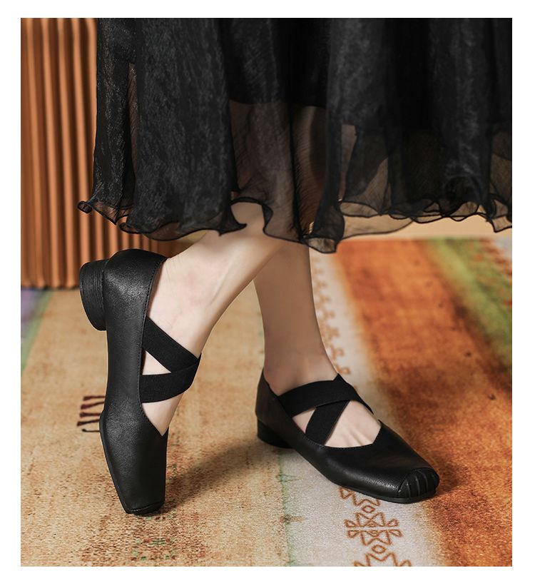 Mary Jane Wear Retro Strap Pig Nose Ballet Shoes_voghion.com