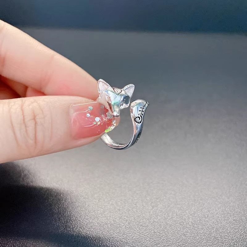 Amuleto volpe per donna, bracciale ad anello aperto in argento puro con antica scrittura cubana thailandese_voghion.com