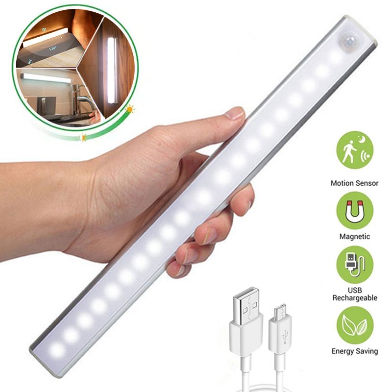 Luz LED nocturna inalámbrica con sensor de movimiento, tipo C, recargable, para armario, escalera, cocina_voghion.com
