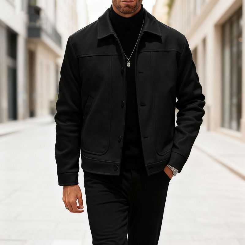 Men's Slim Fit Wool Blend Peacoat Single Breasted Notch Lapel Jacket For Autumn Winter Casual Business Wear (Grey, Black, Khaki, Beige)_voghion.com