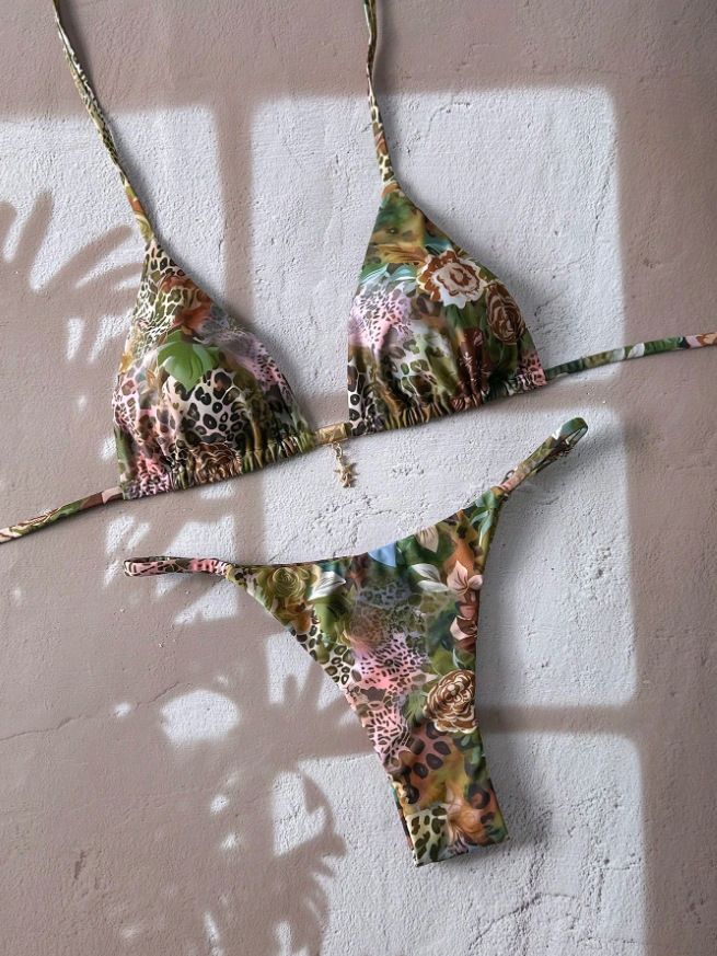 Maillot de bain fendu pour femme, sexy, imprimé, à lacets, dos nu, style rétro_voghion.com