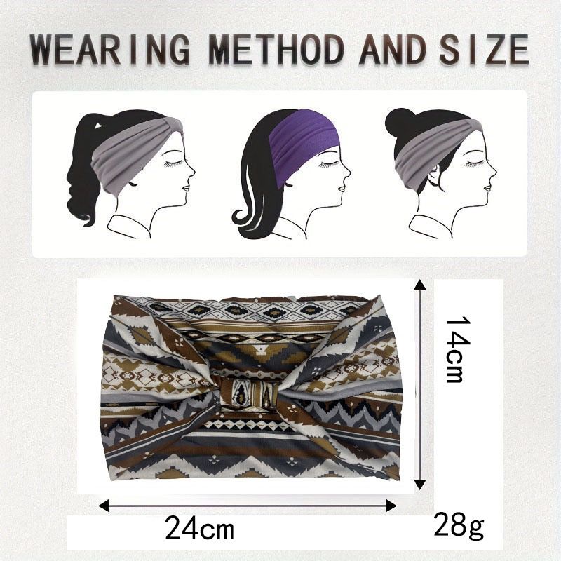 Sommer-Stirnband im Bohemian-Ethno-Stil mit breiter Krempe, elastisch, schweißabsorbierend, für Yoga, Sport, modisches Haar-Accessoire_voghion.com