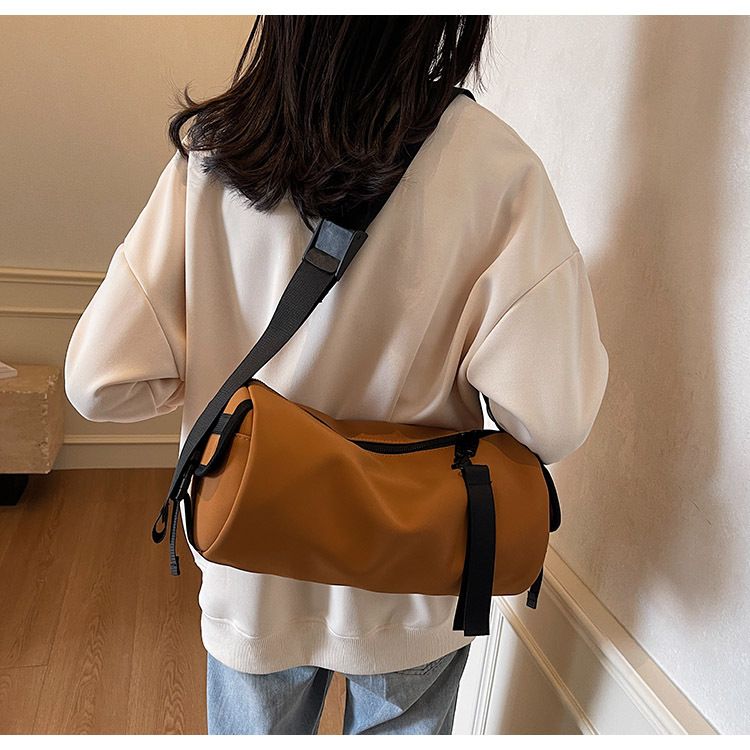 Borsa a secchiello da donna, borsa cilindrica alla moda, borsa a tracolla monospalla, semplice e casual, design sportivo impermeabile._voghion.com