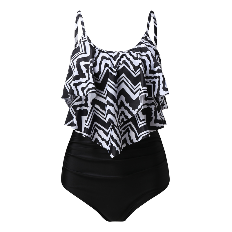 Traje de baño Verve de dos piezas, nuevo estilo, sexy, de color sólido, estampado, conjunto de bikini para mujer_voghion.com