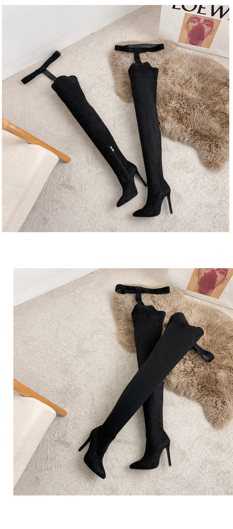 Damen neue Herbst- und Winter-All-in-One-Stiefel, Stiletto, spitze Zehen, sexy Overknee-Hosenstiefel, Stiefel mit hohen Absätzen_voghion.com