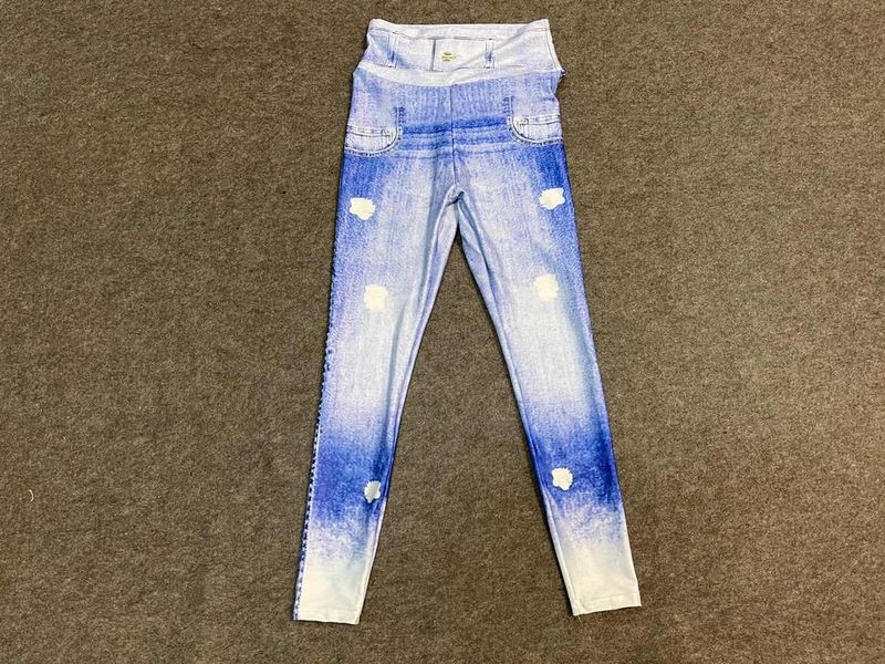 Women's Clothing digital printed denim blue tight-fitting high-elastic quick-drying yoga pants sports running tight fitness pants for women_voghion.com