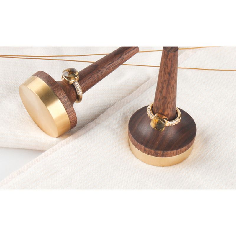 Espositore per anelli in legno di noce nero e ottone, porta anelli in legno massello, stile minimalista moderno_voghion.com