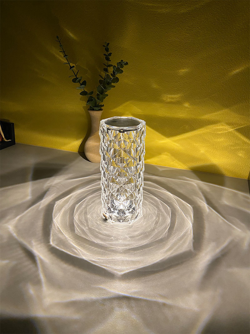 Rose Crystal Table Lamp - USB Rechargeable Wireless LED Lamp With 7 Color Changing Modes, Perfect For Hotel, Restaurant & Home Decor_voghion.com