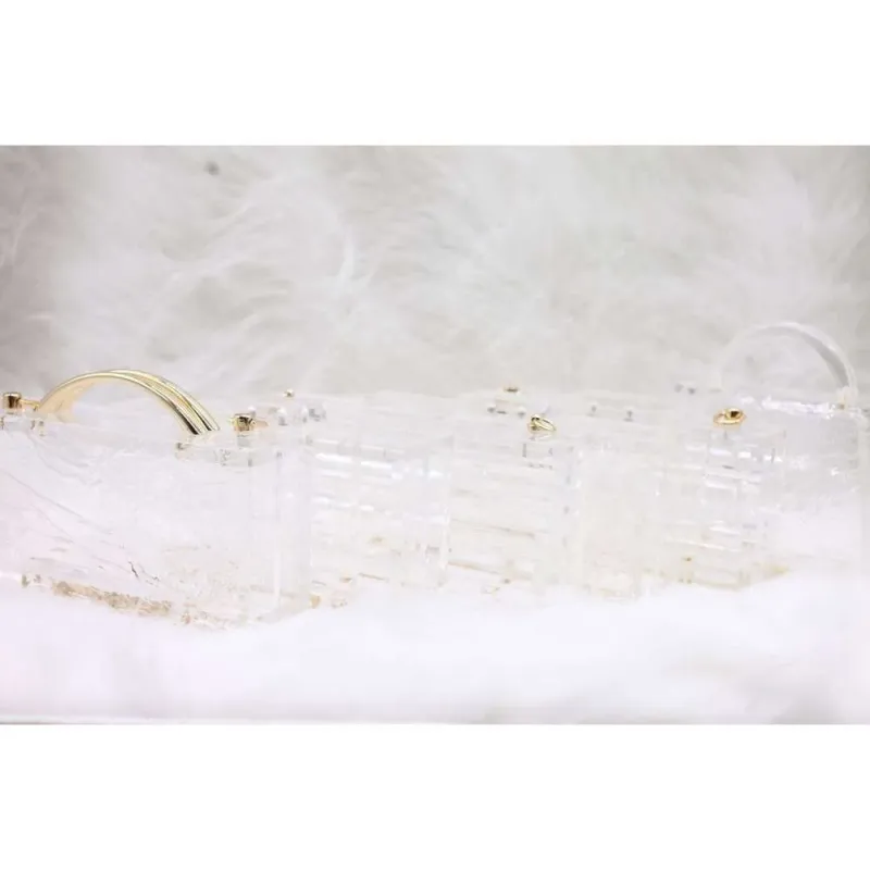 Nuova borsa da donna in acrilico trasparente con motivo Ice Crack da sera_voghion.com