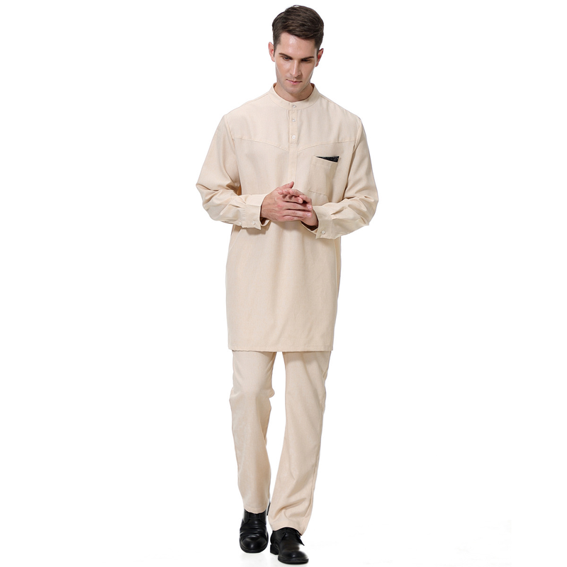 Ropa de hombre Conjunto de pantalones largos para hombre caftán musulmán_voghion.com
