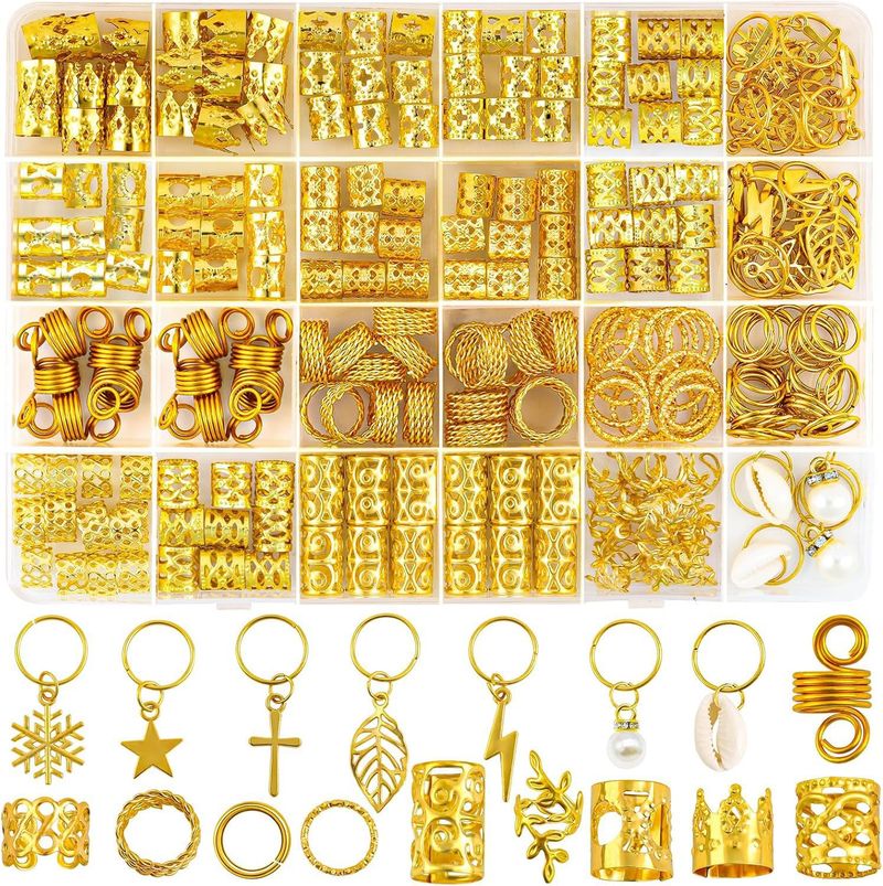 245-Piece Fashion Leaf Tassel Braiding Clips, Metal Open Bohemian Dreadlock Decor Set_voghion.com