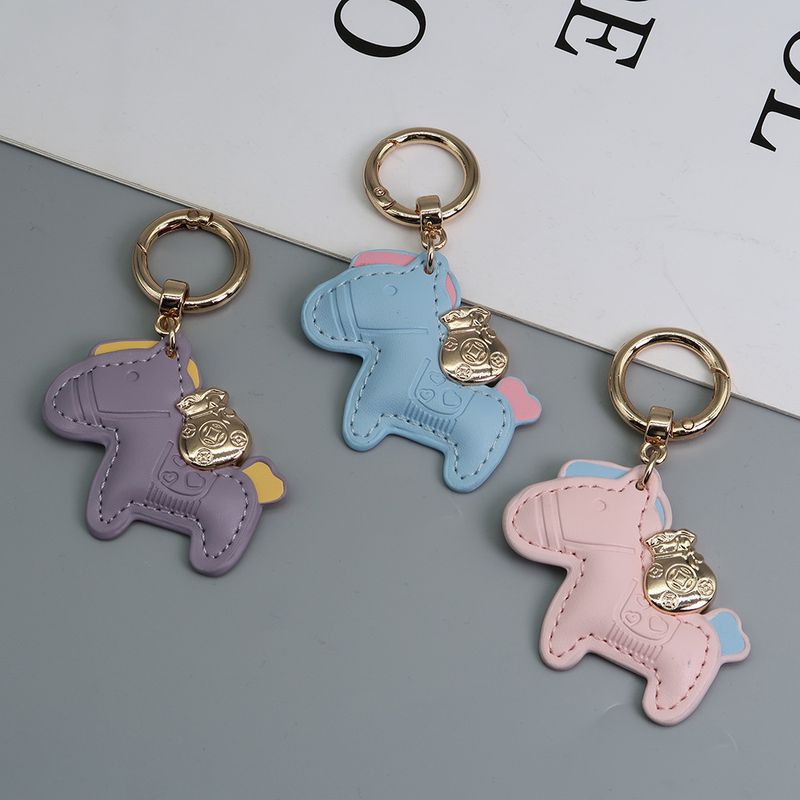 Immediately Get Rich Bracelet Keychain Leather Cartoon Pony Pendant Couple Bag Net Celebrity Car Keychain_voghion.com