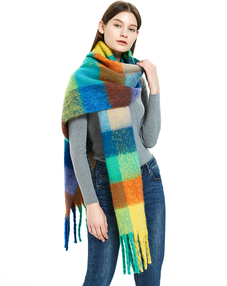 Avancerad känsla för enkel fritid män och kvinnor tofs pläd förtjockad varm höst och vinter 2023 modeller imitation mohair jacquard hals halsduk scarf_voghion.com