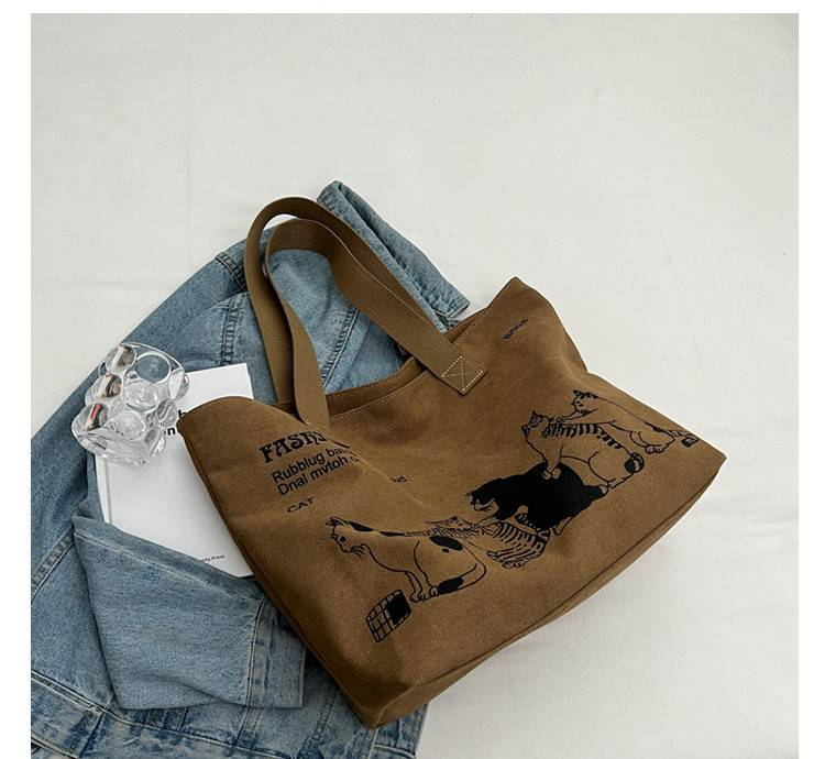 Mode canvas damestas Mode damesschoudertas Studentenklasse draagtas Denim materiaal Grote capaciteit damesboodschappentas_voghion.com