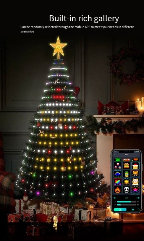 Vánoční osvětlení APP chytré vánoční osvětlení stromečku Bluetooth fantasy bodové ovládání kožené linky světla řetězec neonová světla sváteční LED_voghion.com