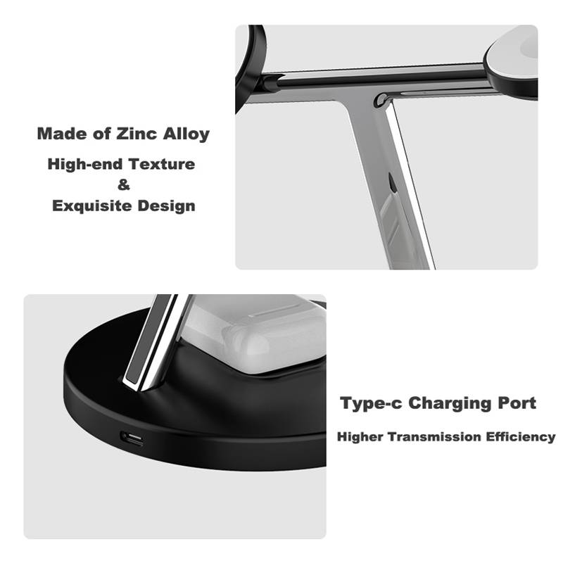 3-in-1 15W Magnetic Mobile Phone Earphone Watch Wireless Fast Charger(Black)_voghion.com