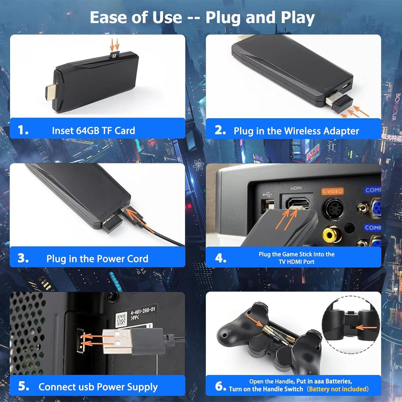 Console per videogiochi mini wireless, 10K+giochi/20K+giochi, uscita HDMI 4K, console per videogiochi wireless a 2,4 GHz, console per videogiochi retrò per TV e display_voghion.com