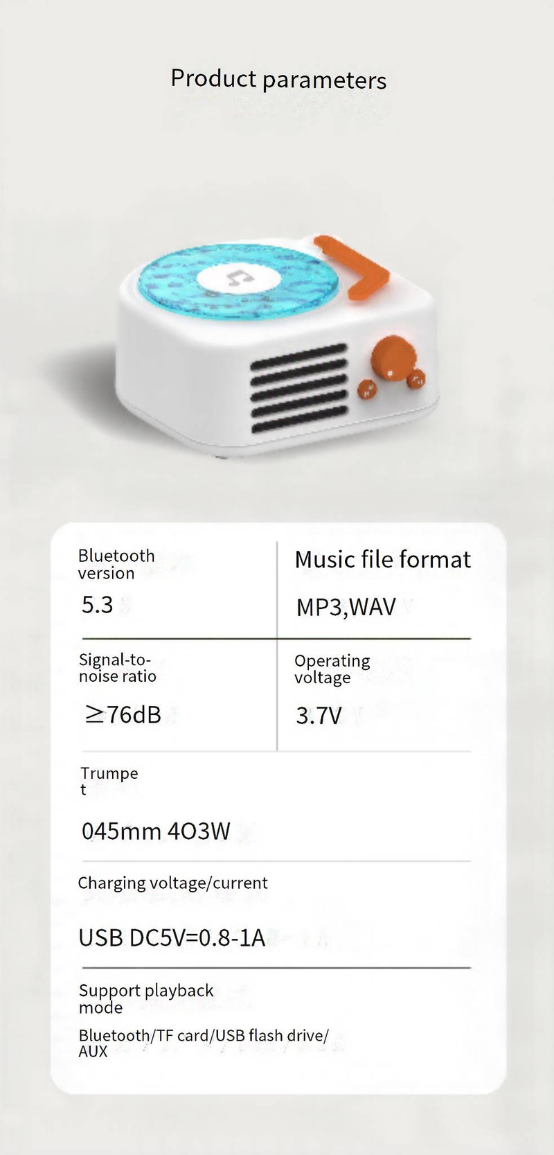 Tragbare Lautsprecher Water Ripple Vinyl Retro Kleiner Lautsprecher Drahtloser Bluetooth-Lautsprecher Subwoofer Plattenspieler Geburtstagsgeschenk_voghion.com