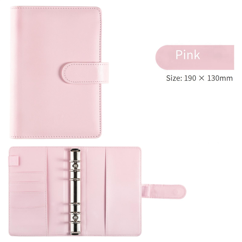 A5 Pastel PU Leather Binder Notebook – Refillable Planner With Zipper Pocket, Card Slots & Cash Holder – Premium Lined Journal For Work_voghion.com