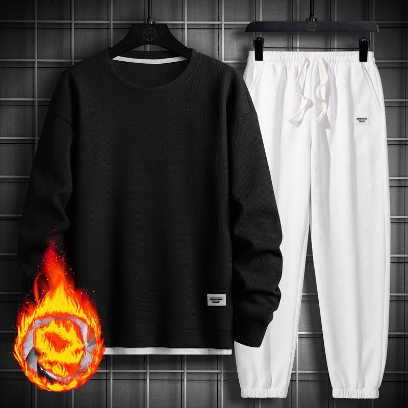 "Men's Trendy Waffle-Knit Sweatsuit Set Relaxed Fit (15 Color Combos) – 100% Polyester M-3XL"_voghion.com