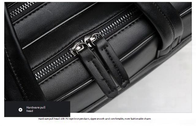 Valigetta professionale da lavoro a 3 strati resistente all'acqua per laptop da 16 pollici - Grande capacità, elegante pelle PU con fodera in poliestere_voghion.com