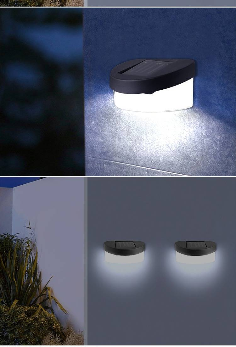 Solar-LED-Zaunleuchten, 2 LED-Außenwandleuchten in Schwarz/Weiß, wasserdichte Gartendekoration, solarbetriebene Wegeleuchten für Hof, Terrasse und Gehweg_voghion.com