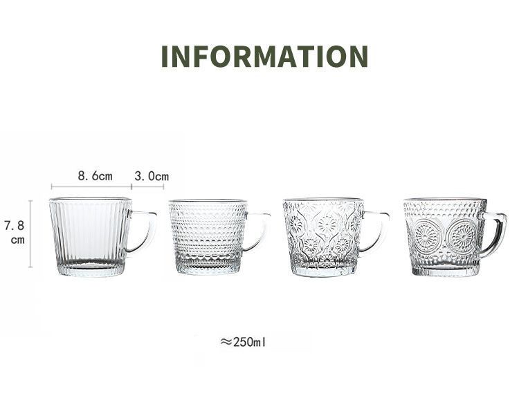 2 vasos de vidrio rayado, vasos para bebidas, vasos para agua, vasos para café con leche_voghion.com