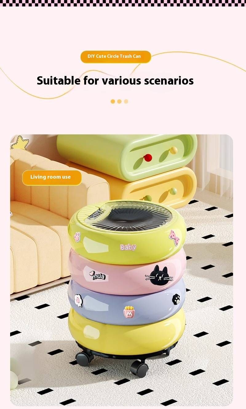 Modern Foot Pedal Trash Can – 12L Odor-Proof Kitchen & Home Waste Bin (Cream/Ice Cream Color, With/without Lid & Wheels)_voghion.com