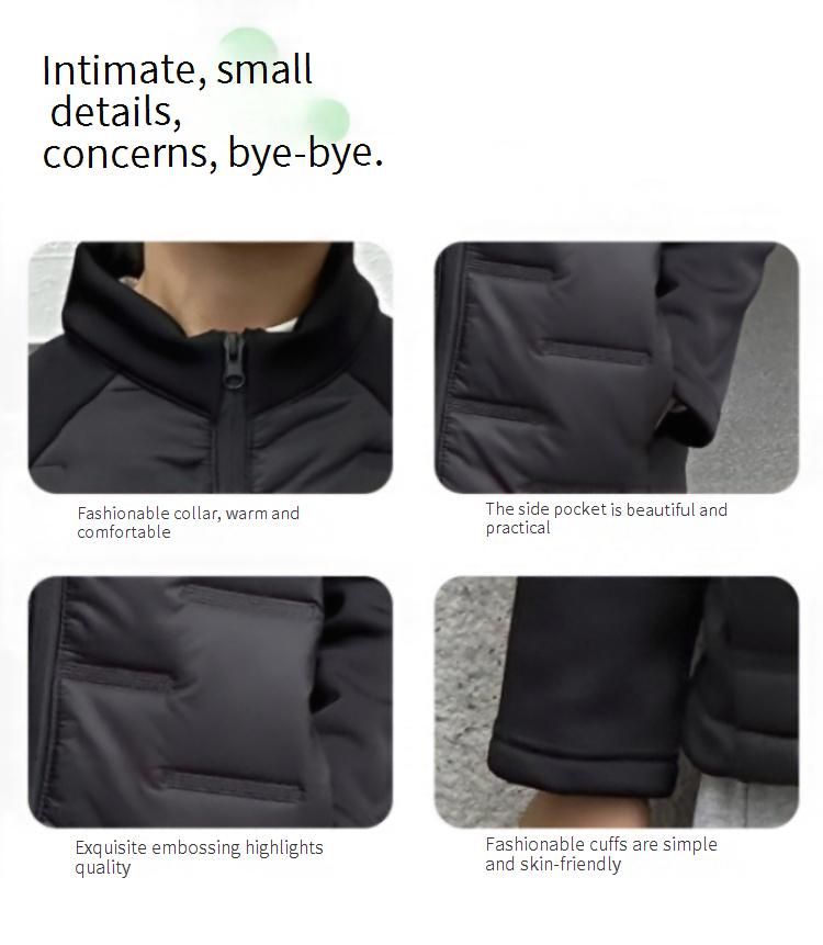 Kids' Sherpa-Lined Puffer Jacket - Winter & Spring Warm Zip-Up Coat With Stand Collar, Lightweight Quilted Outerwear For Boys & Girls (100-170cm)_voghion.com