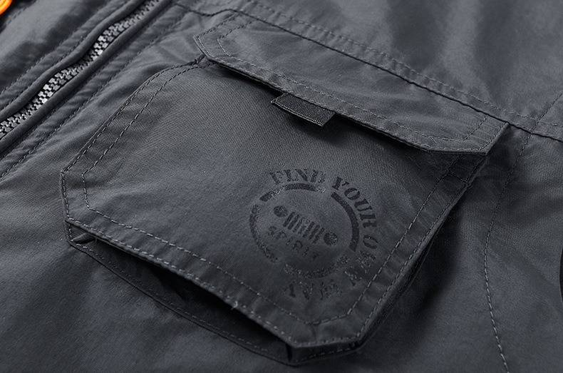 Giacca leggera da uomo – Gilet da pesca multitasche con cappuccio (L-6XL, grigio/nero/blu navy/kaki/verde militare)_voghion.com