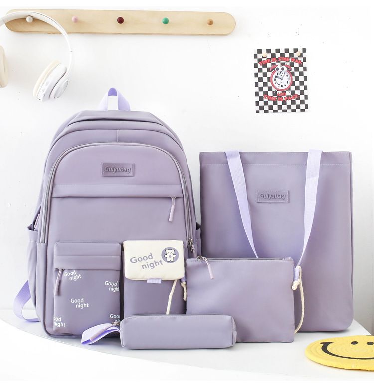 Schulranzen für Grundschüler der Sekundarstufe II, vierteiliges Set, kleine, frische Schulranzen für Schüler mit großem Fassungsvermögen_voghion.com